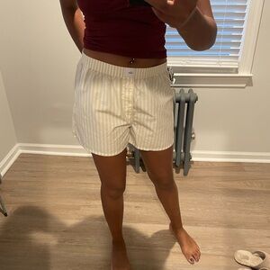 Aritzia Ivory Striped Boxer Shorts